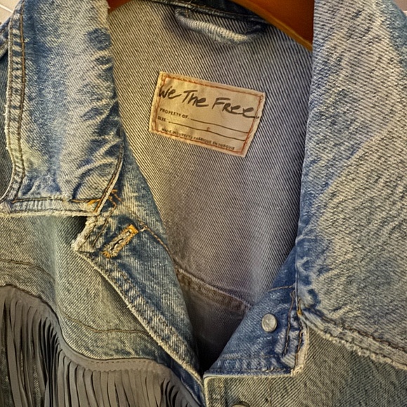 Free People Fringe Denim Jacket, size Small - Picture 2 of 3
